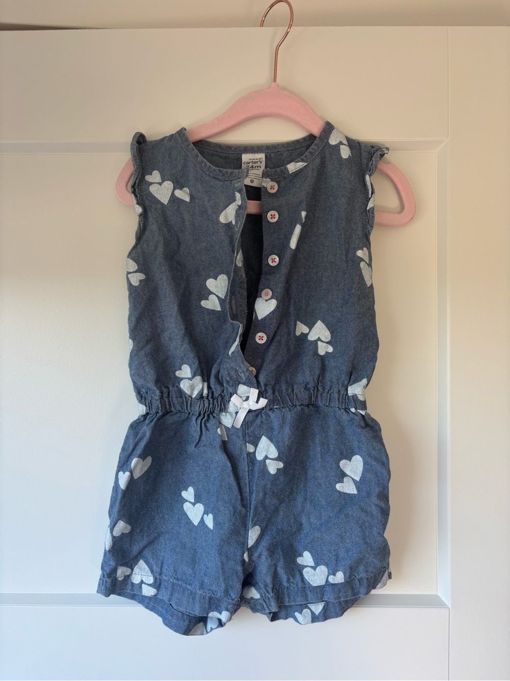 Carter's Navy Blue Heart-Print Girls Romper